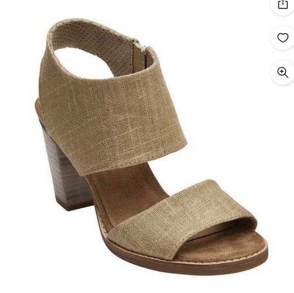 Tom's Size 7 Metallic Foil Champagne Majorca Cut Out Heels, NEW - Picture 11 of 11